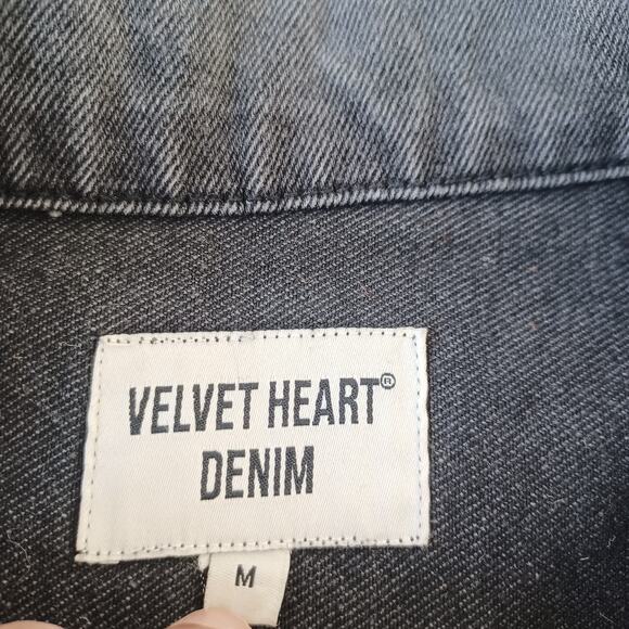 Velvet Heart Denim Chore Jacket Womens M Black Button Front Barn Faded Casual - Picture 3 of 9